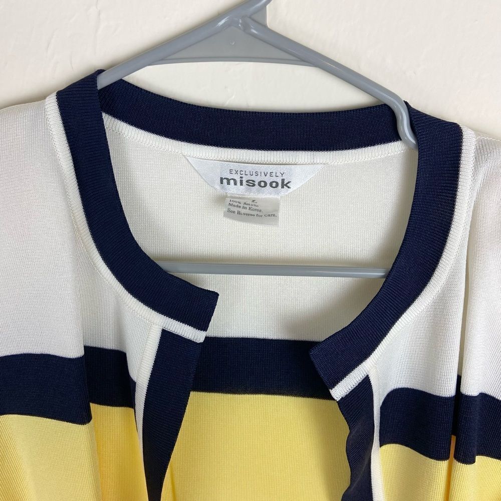 Misook Open-Front Colorblock Knit Cardigan Sweater - Picture 6 of 6